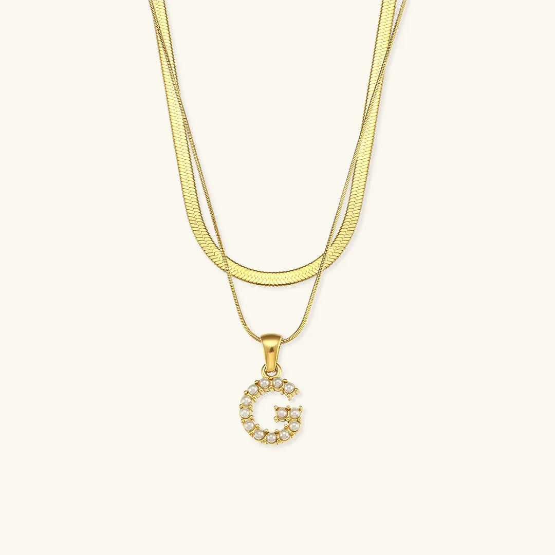 [Amore]Fiona Layered Gold Initial Letter Necklace