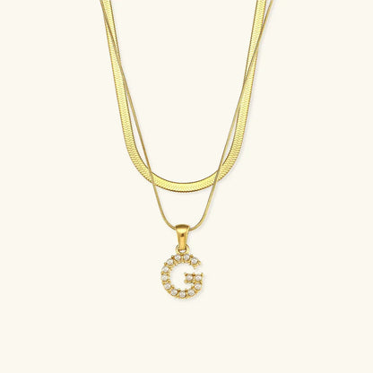 [Amore]Fiona Layered Gold Initial Letter Necklace