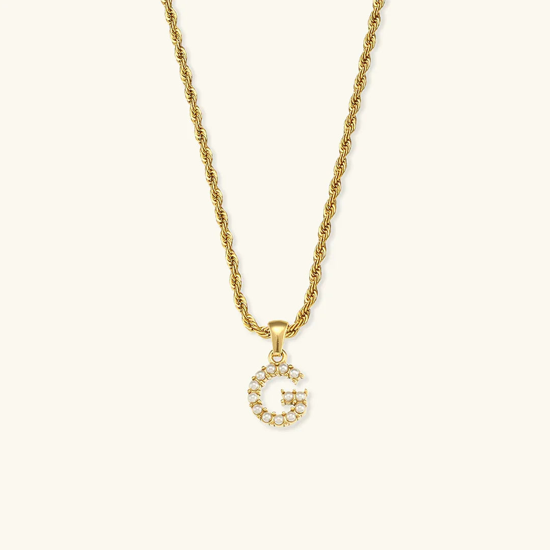 [Amore]Elodie Initial Letter Pearl Necklace