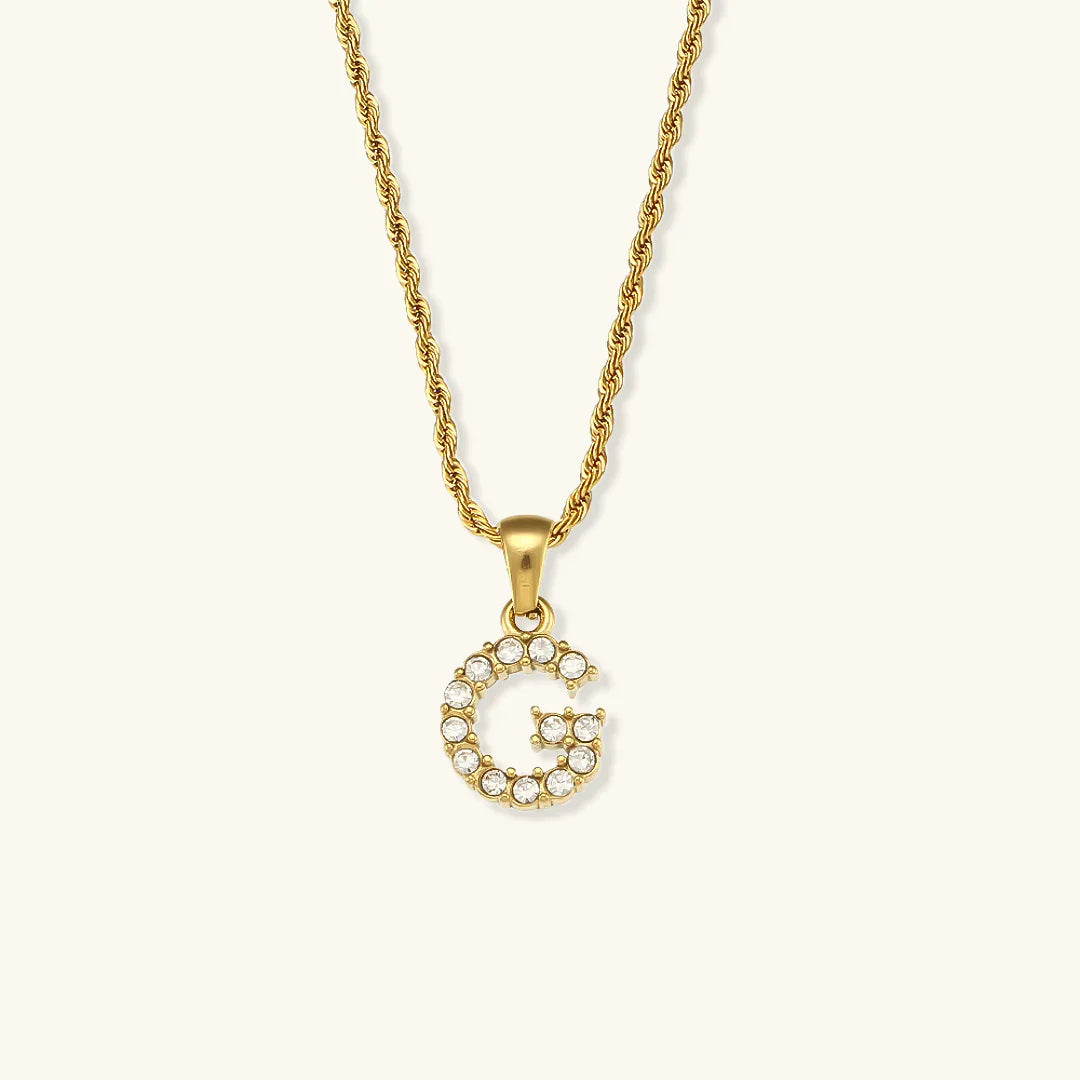[Amore]Maeve Letter Initial Diamond Necklace