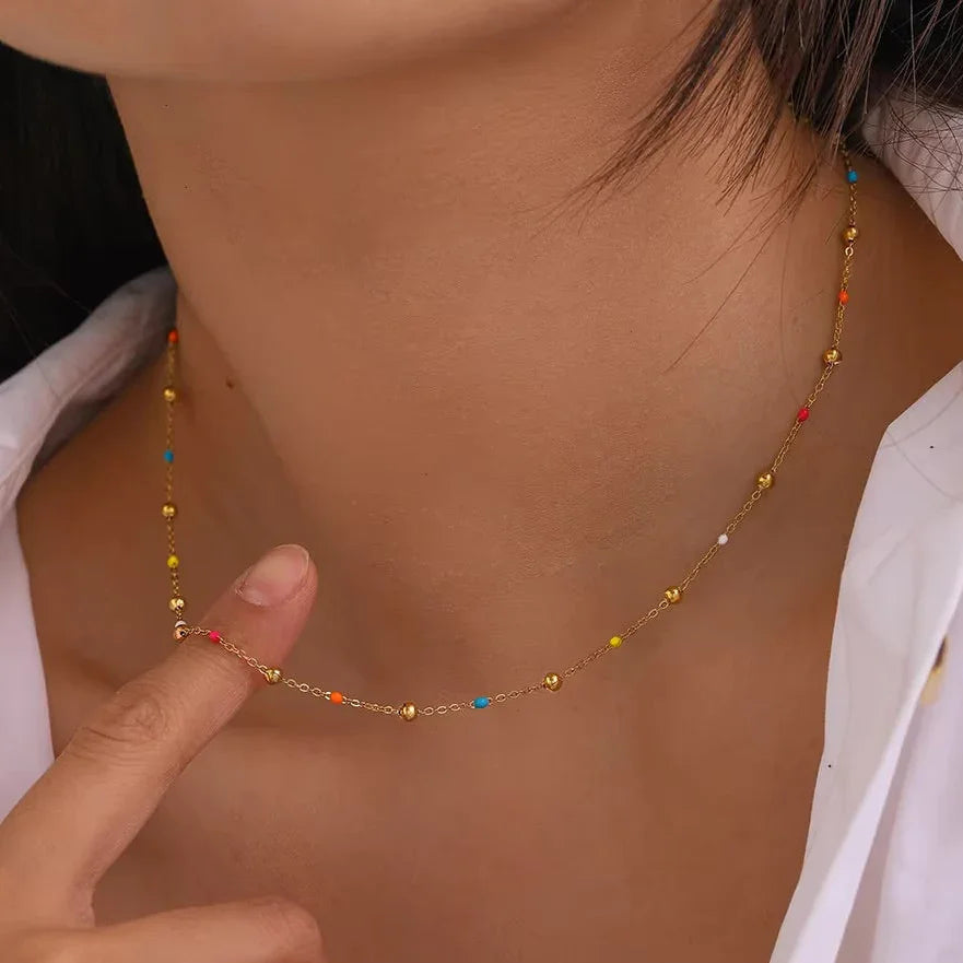 [Amore]Amphitrite Gold Chain Bead Necklace