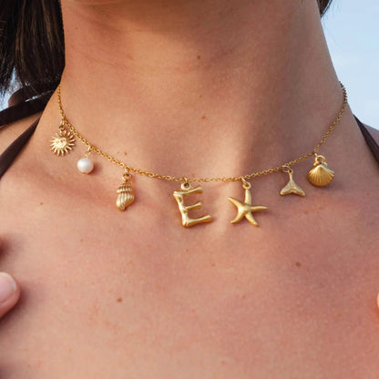 [Amore]Avaria Ocean Initial Necklace