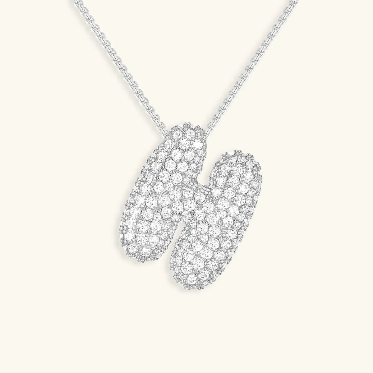 [Amore]Bubble Initial Diamond Necklace