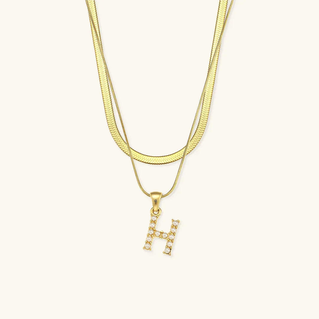 [Amore]Fiona Layered Gold Initial Letter Necklace