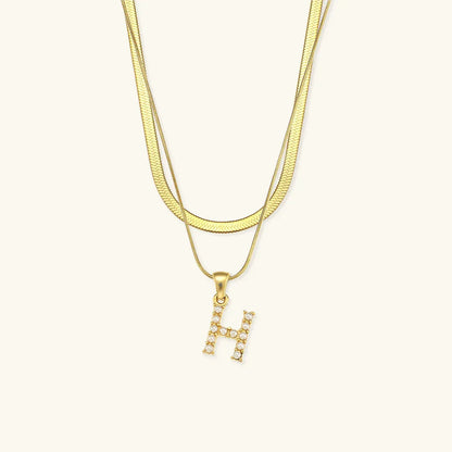 [Amore]Fiona Layered Gold Initial Letter Necklace