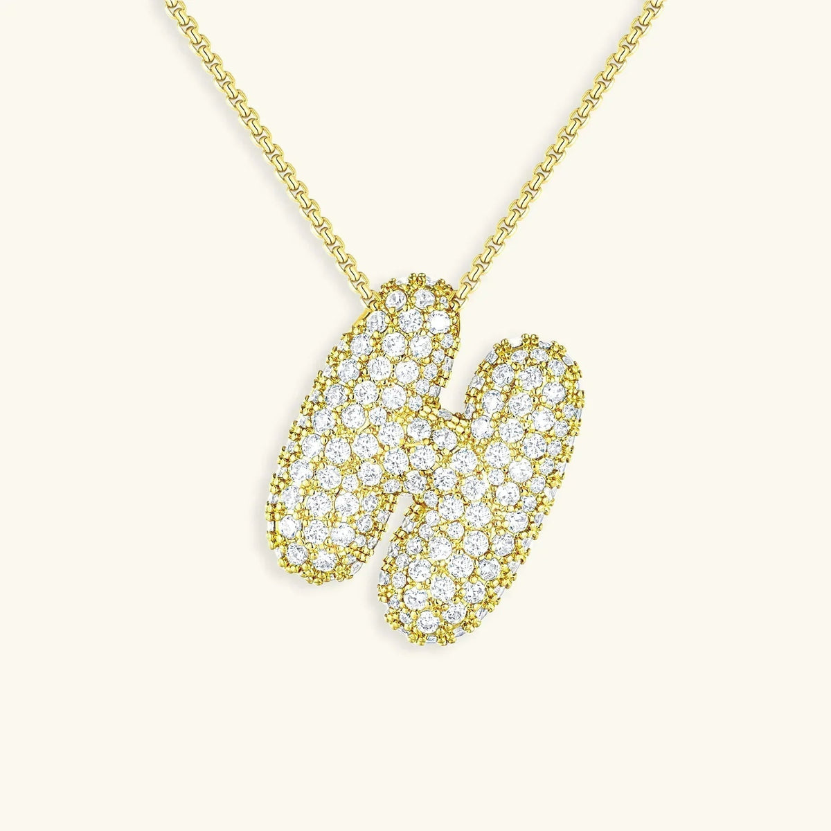 [Amore]Bubble Initial Diamond Necklace