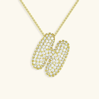 [Amore]Bubble Initial Diamond Necklace