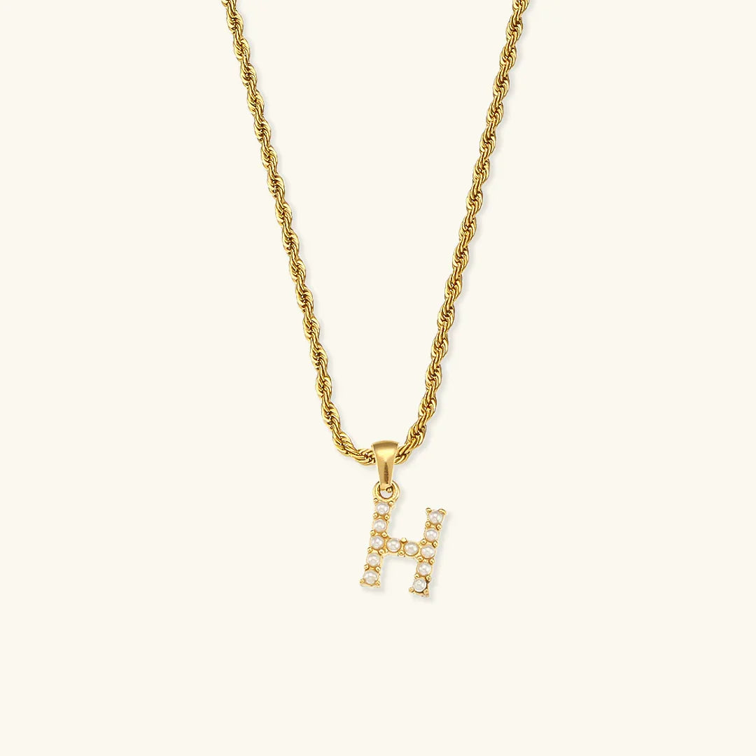 [Amore]Elodie Initial Letter Pearl Necklace