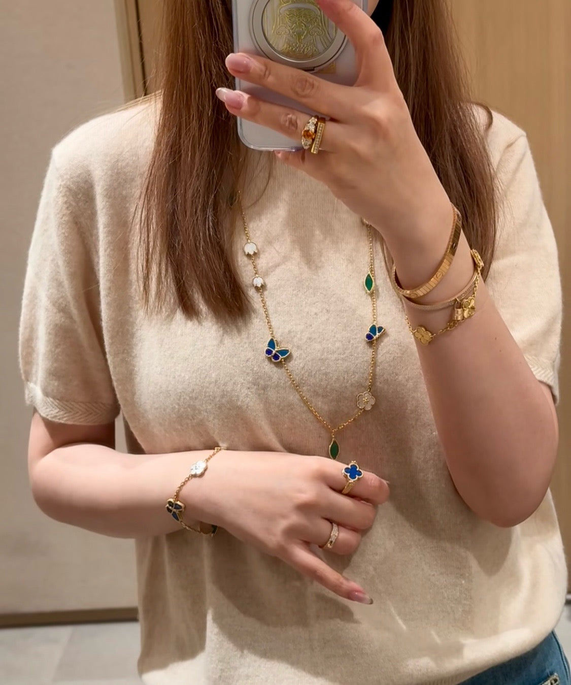 [Amore]LUCKY SPRING BUTTERFLY 15 FLOWER NECKLACE