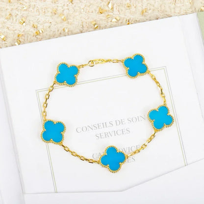 [Amore]LUCKY CLOVER 5-MOTIF BRACELET - TURQUOISE COLLECTION