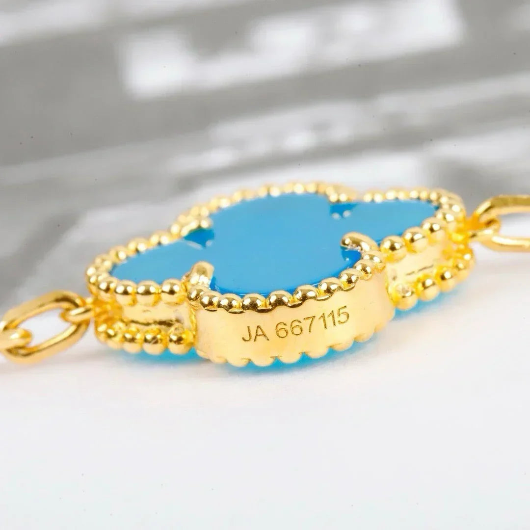 [Amore]LUCKY CLOVER 5-MOTIF BRACELET - TURQUOISE COLLECTION