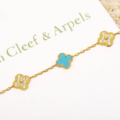 [Amore]LUCKY CLOVER 5-MOTIF BRACELET - TURQUOISE COLLECTION