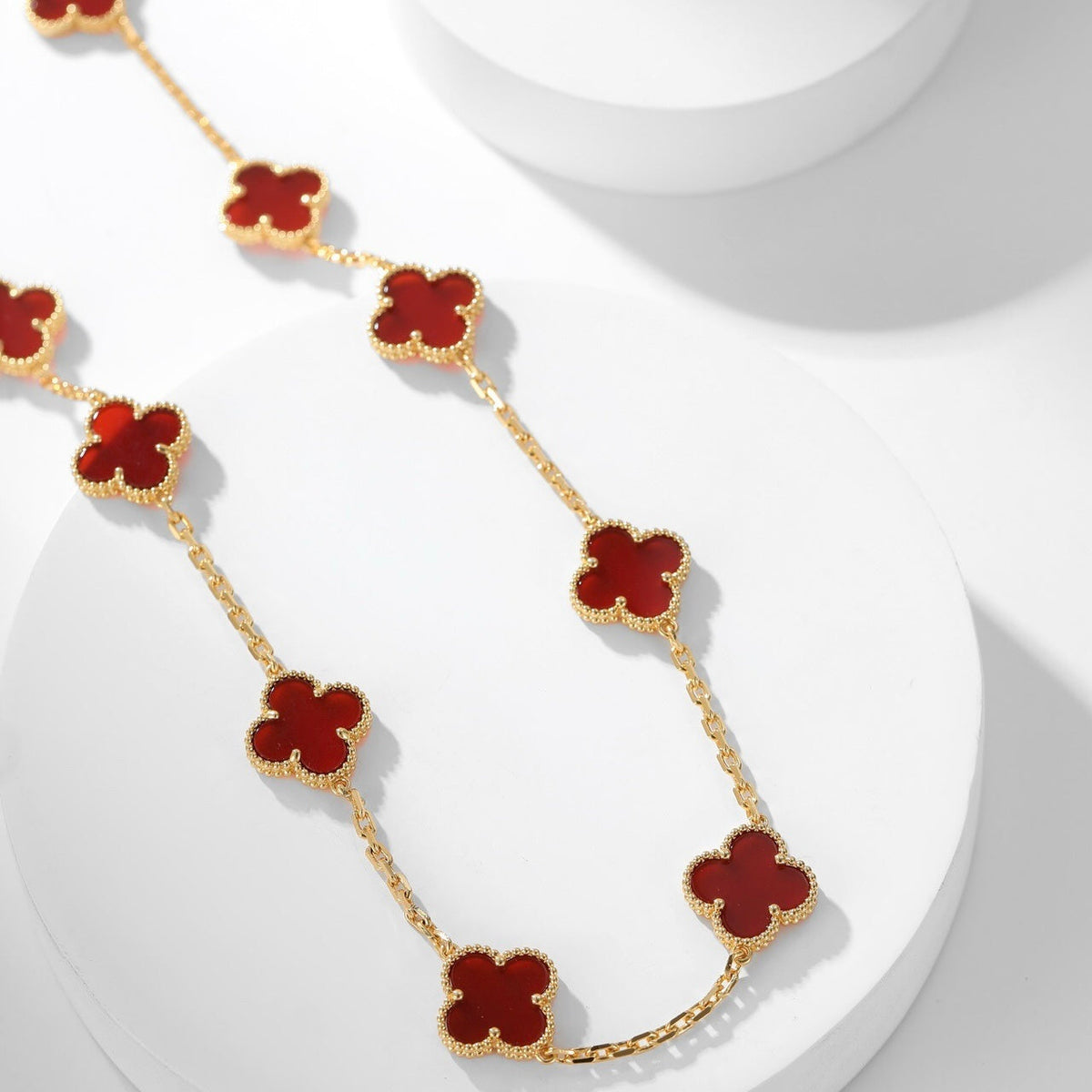 [Amore]CLOVER 10 MOTIFS CARNELIAN NECKLACE