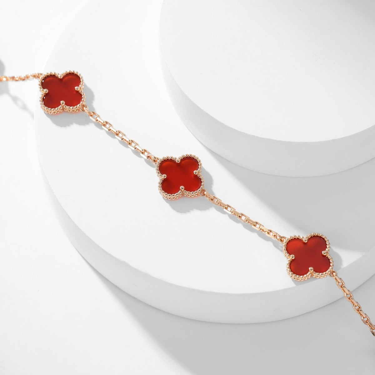 [Amore]CLOVER 10 MOTIFS CARNELIAN NECKLACE