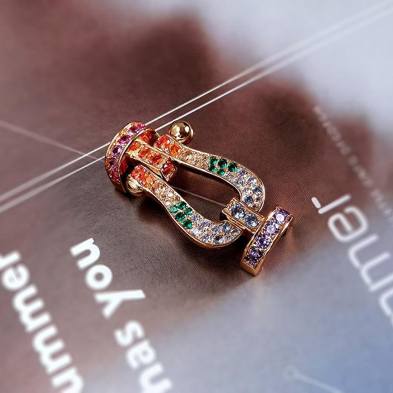 [Amore]FORC LARGE HORSESHOE  COLORED DIAMOND BRACELET SILVER