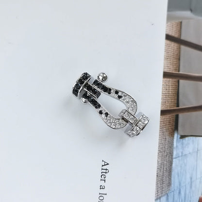 [Amore]FORCE LARGE HORSESHOE BLACK WHITE DIAMOND BRACELET SILVER