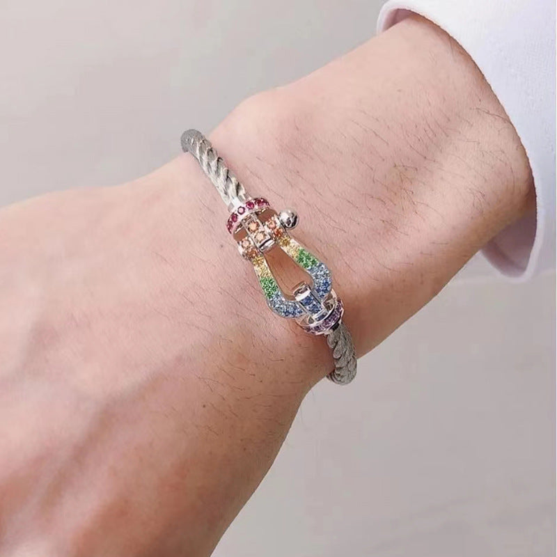[Amore]FORCE LARGE HORSESHOE  COLORED DIAMOND BRACELET ROSE GOLD