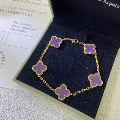[Amore]LUCKY CLOVER 5-MOTIF BRACELET - VIOLET COLLECTION