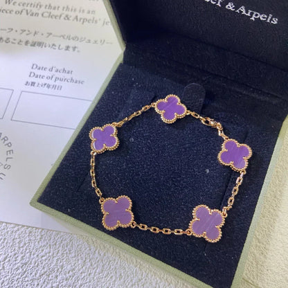 [Amore]LUCKY CLOVER 5-MOTIF BRACELET - VIOLET COLLECTION