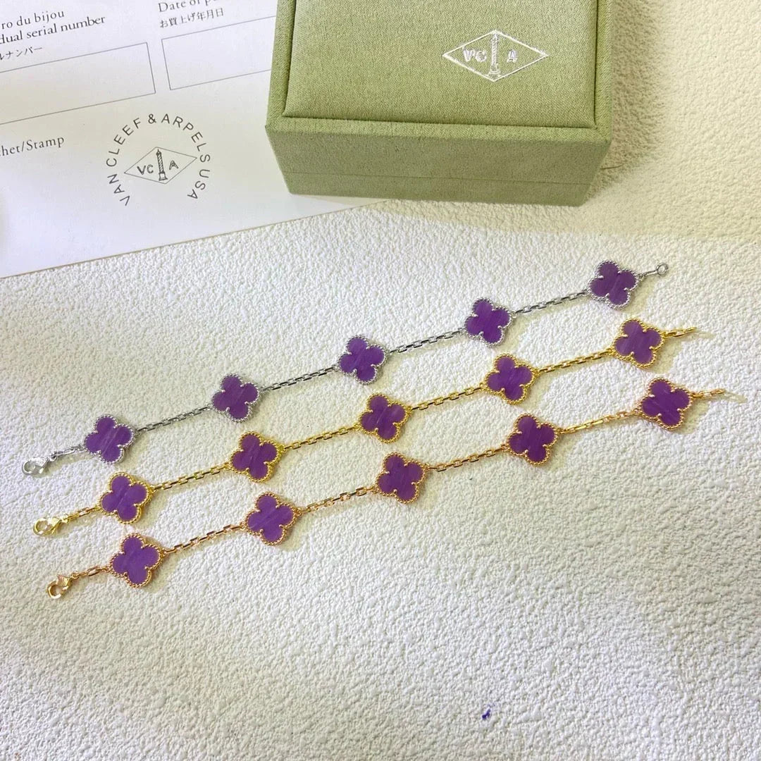 [Amore]LUCKY CLOVER 5-MOTIF BRACELET - VIOLET COLLECTION