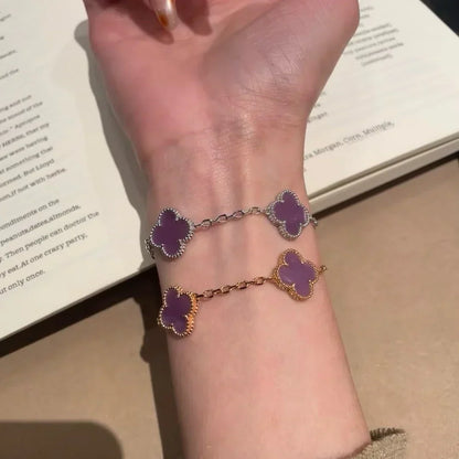[Amore]LUCKY CLOVER 5-MOTIF BRACELET - VIOLET COLLECTION