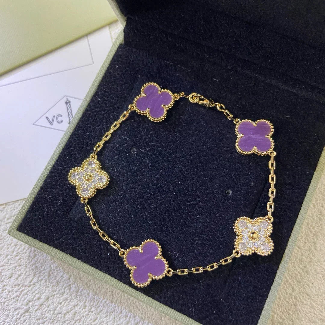 [Amore]LUCKY CLOVER 5-MOTIF BRACELET - VIOLET COLLECTION