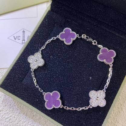 [Amore]LUCKY CLOVER 5-MOTIF BRACELET - VIOLET COLLECTION