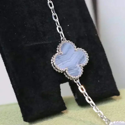 [Amore]LUCKY CLOVER 5-MOTIF BRACELET - PURPLE CHALCEDONY COLLECTION