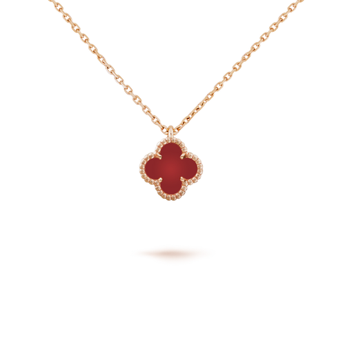 [Amore]CLOVER MINI 9.5MM WHITE CARNELIANS NECKLACE