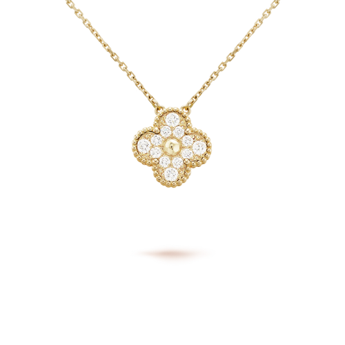 [Amore]CLOVER 15MM DIAMOND SINGLE FLOWER NECKLACE