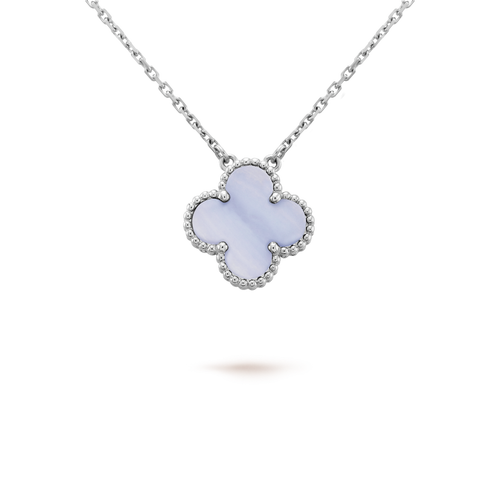 [Amore]CLOVER 15MM BLUE CHALCEDONY NECKLACE SILVER
