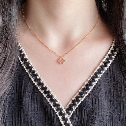 [Amore]CLOVER 9.5MM PINK MOTHER OF PEARL SINGLE FLOWER NECKLACE