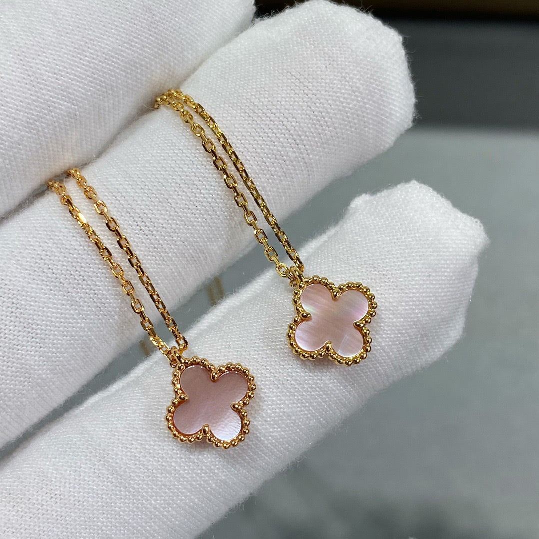 [Amore]CLOVER 15MM PINK MOTHER-OF-PEARL SINGLE FLOWER NECKLACE