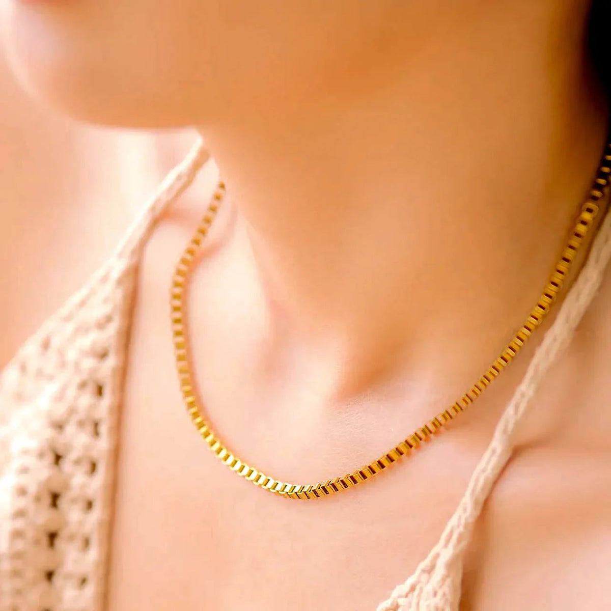 [Amore]Danica Box Chain Gold Necklace
