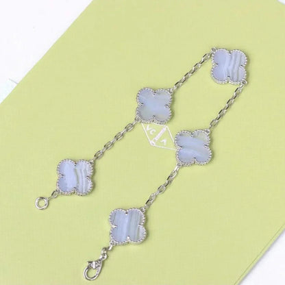 [Amore]LUCKY CLOVER 5-MOTIF BRACELET - PURPLE CHALCEDONY COLLECTION