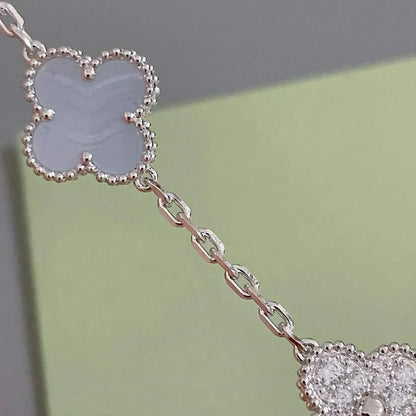 [Amore]LUCKY CLOVER 5-MOTIF BRACELET - PURPLE CHALCEDONY COLLECTION