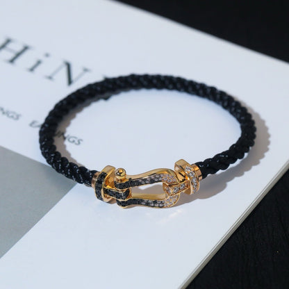 [Amore]FORCE LARGE HORSESHOE BLACK WHITE DIAMOND BRACELET SILVER