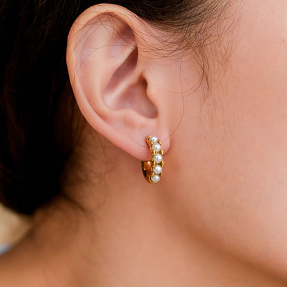 [Amore]Irene Pearl Hoop Earrings