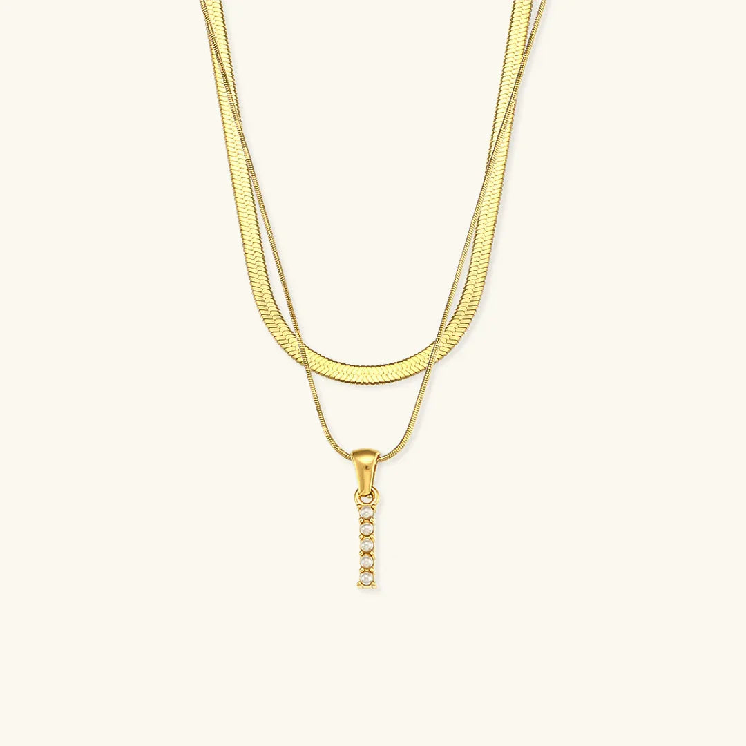 [Amore]Fiona Layered Gold Initial Letter Necklace