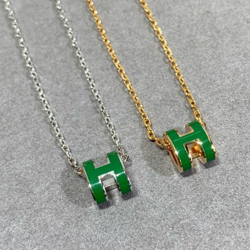 [Amore]POP H GREEN NECKLACE SILVER AND GOLD