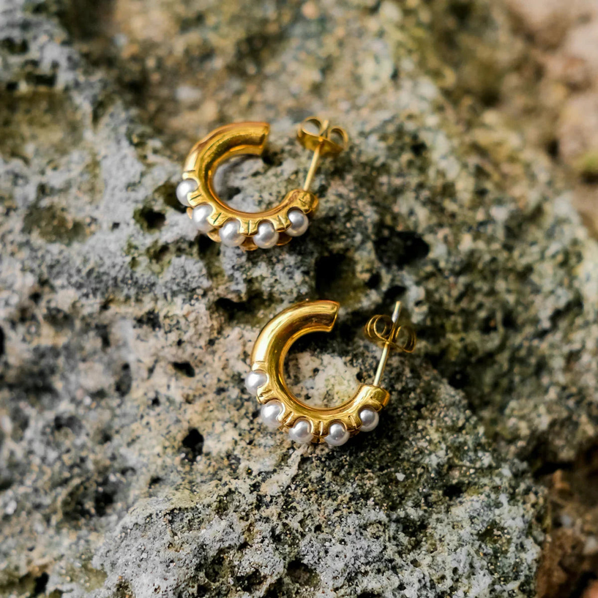 [Amore]Irene Pearl Hoop Earrings