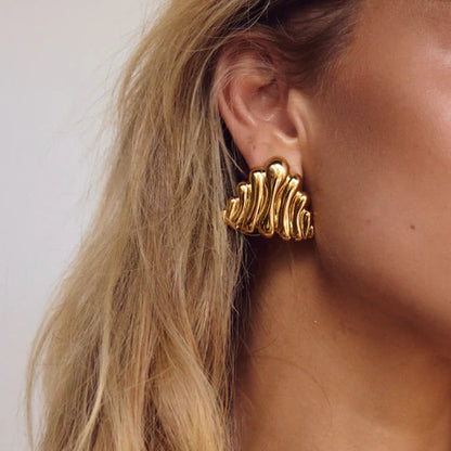 [Amore]Nora Ripple Gold Earrings