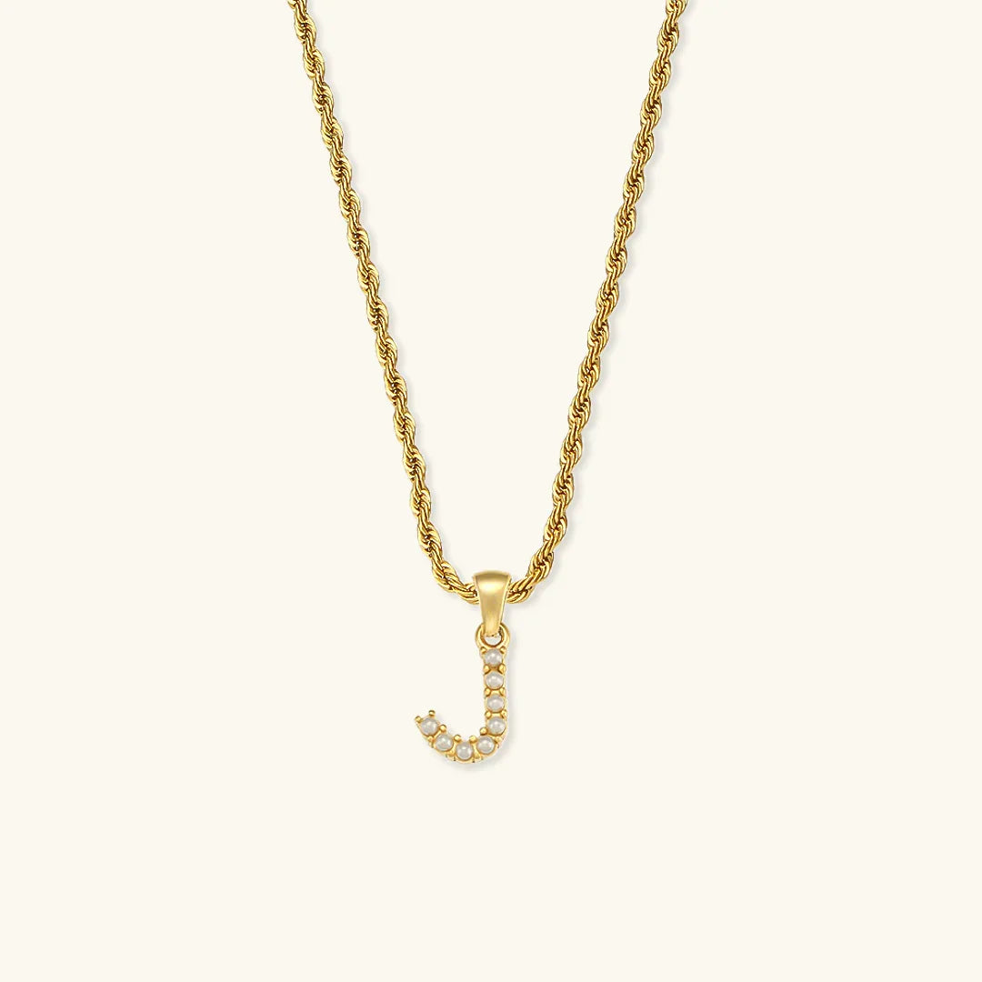[Amore]Elodie Initial Letter Pearl Necklace