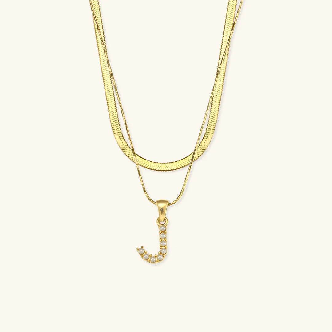 [Amore]Fiona Layered Gold Initial Letter Necklace