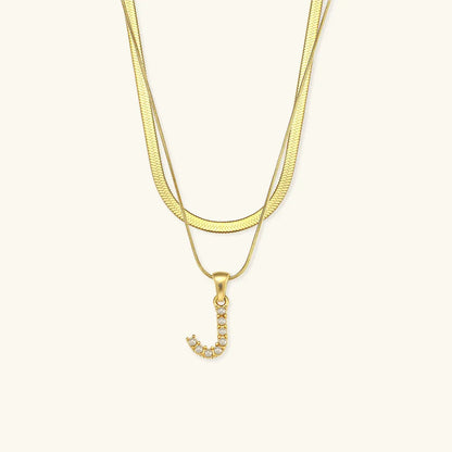 [Amore]Fiona Layered Gold Initial Letter Necklace