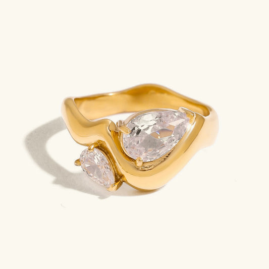 [Amore]Soletta Diamond Teardrop Gold Ring