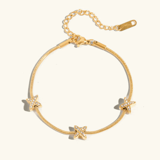 [Amore]Brienne Diamond Cross Herringbone Bracelet
