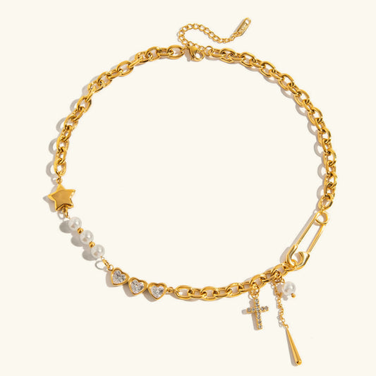 [Amore]Zeraphine Diamond Pearl Gold Necklace
