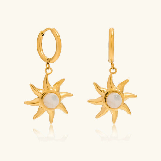 [Amore]Helia Sun-shaped Moonstone Earrings