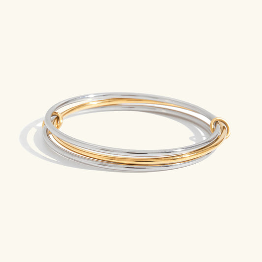 [Amore]Romina Two Tone Stacked Bracelet